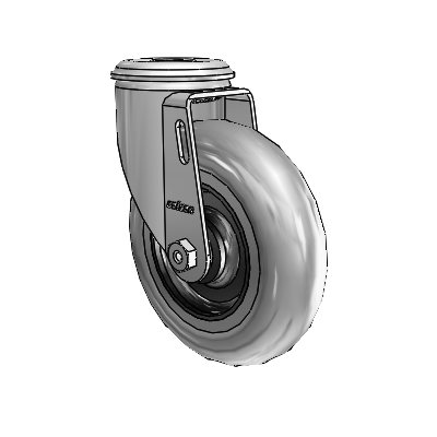 2 Series Modular Stem Zinc Swivel Caster Caster with 5 x 1.3125 Grey on Black Performa Rubber (Round/Conductive) Wheel