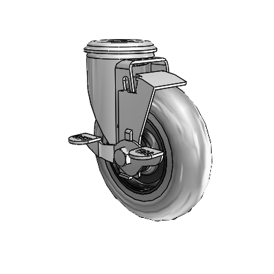 2 Series Modular Stem Zinc Swivel Caster Caster with 5 x 1.3125 Grey on Black Performa Rubber (Round/Conductive) Wheel and Top Lock Brake