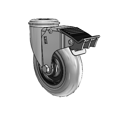 2 Series Modular Stem Zinc Swivel Caster Caster with 5 x 1.3125 Grey on Black Performa Rubber (Round/Conductive) Wheel and Total Lock Brake