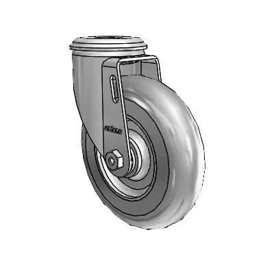 2 Series Modular Stem Zinc Swivel Caster Caster with 5 x 1.3125 Grey on Grey Performa Rubber (Round) Wheel