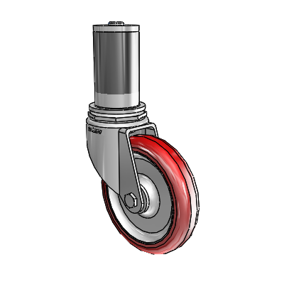 7/8" Wide Casters: Series 1 | Colson Expanding Adapter Stem Zinc Swivel Caster with 4 x 0.8750 Maroon on Grey Polyurethane HI-TECH Wheel