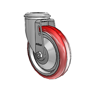 2 Series Modular Stem Zinc Swivel Caster Caster with 5 x 1.25 Maroon on Grey Polyurethane HI-TECH Wheel