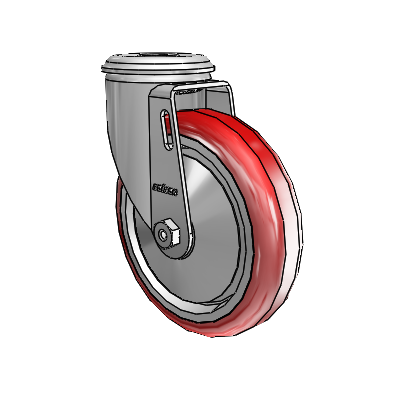 2 Series Modular Stem Zinc Swivel Caster Caster with 5 x 1.25 Maroon on Grey Polyurethane HI-TECH Wheel