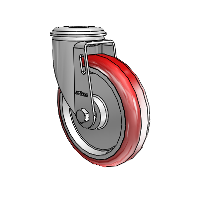 2 Series Modular Stem Zinc Swivel Caster Caster with 5 x 1.25 Maroon on Grey Polyurethane HI-TECH Wheel
