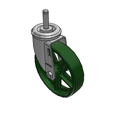 2 Series Casters Grip Ring Stem Caster with 5 x 1.25 Cast Iron Wheel