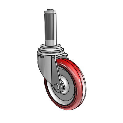 7/8" Wide Casters: Series 1 | Colson Expanding Adapter Stem Zinc Swivel Caster with 4 x 0.8750 Maroon on Grey Polyurethane HI-TECH Wheel