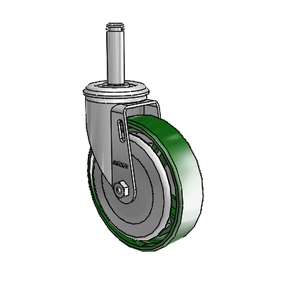 2 Series Grip Ring Stem Zinc Swivel Caster Caster with 5 x 1.25 Green Cast Iron Wheel