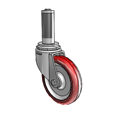 7/8" Wide Casters: Series 1 | Colson Expanding Adapter Stem Zinc Swivel Caster with 4 x 0.8750 Maroon on Grey Polyurethane HI-TECH Wheel