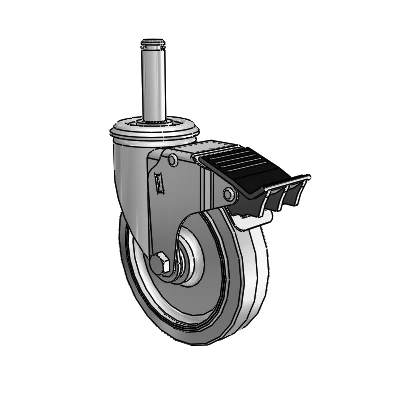 2 Series Grip Ring Stem Zinc Swivel Caster Caster with 5 x 1.25 Grey on Grey Performa Rubber (Flat) Wheel and Total Lock Brake