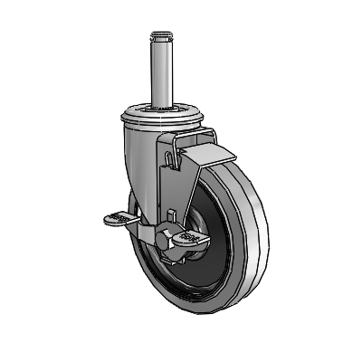 2 Series Grip Ring Stem Zinc Swivel Caster Caster with 5 x 1.25 Grey on Black Performa Rubber (Flat/Conductive) Wheel and Top Lock Brake