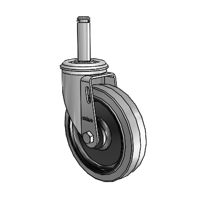 2 Series Grip Ring Stem Zinc Swivel Caster Caster with 5 x 1.25 Grey on Black Performa Rubber (Flat/Conductive) Wheel