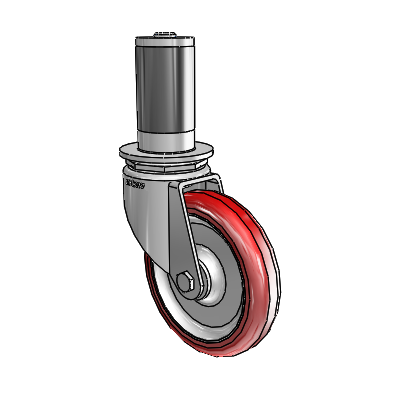 7/8" Wide Casters: Series 1 | Colson Expanding Adapter Stem Zinc Swivel Caster with 4 x 0.8750 Maroon on Grey Polyurethane HI-TECH Wheel