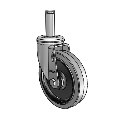 2 Series Grip Ring Stem Zinc Swivel Caster Caster with 5 x 1.25 Grey on Black Performa Rubber (Flat/Conductive) Wheel