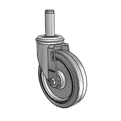 2 Series Grip Ring Stem Zinc Swivel Caster Caster with 5 x 1.25 Grey on Grey Performa Rubber (Flat) Wheel