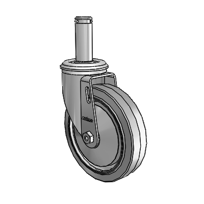 2 Series Grip Ring Stem Zinc Swivel Caster Caster with 5 x 1.25 Grey on Grey Performa Rubber (Flat) Wheel