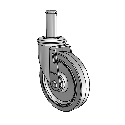 2 Series Grip Ring Stem Zinc Swivel Caster Caster with 5 x 1.25 Grey on Grey Performa Rubber (Flat) Wheel