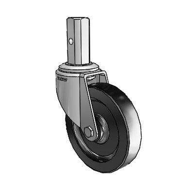 7/8" Wide Casters: Series 1 | Colson Square Stem Zinc Swivel Caster with 4 x 0.8750 Black Polyolefin Wheel
