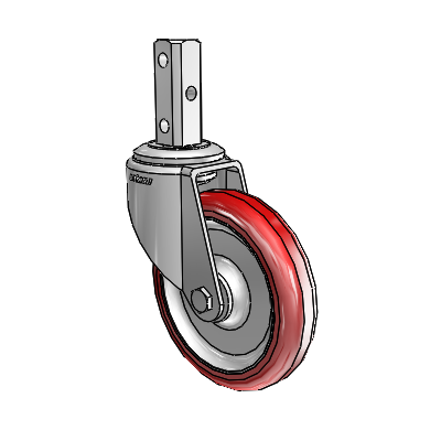 7/8" Wide Casters: Series 1 | Colson Square Stem Zinc Swivel Caster with 4 x 0.8750 Maroon on Grey Polyurethane HI-TECH Wheel