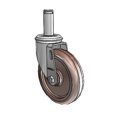 2 Series Grip Ring Stem Zinc Swivel Caster Caster with 5 x 1.25 Brown Thermo Wheel