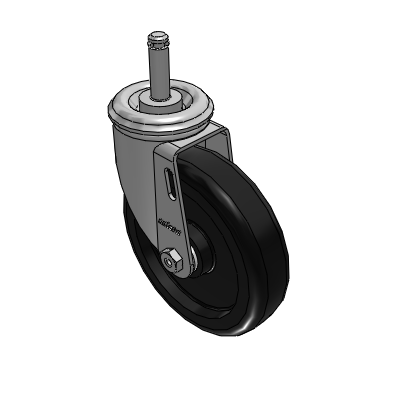 2 Series Casters Grip Ring Stem Caster with 5 x 1.25 Polyolefin Wheel