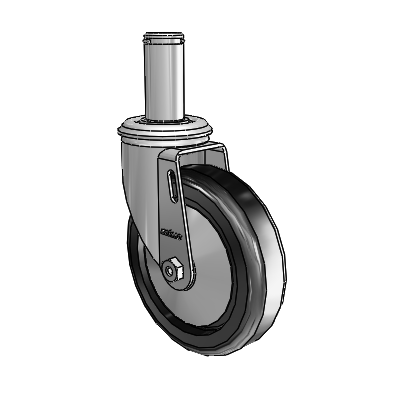 2 Series Grip Ring Stem Zinc Swivel Caster Caster with 5 x 1.25 Black Polyolefin Wheel