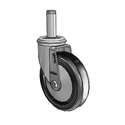 2 Series Grip Ring Stem Zinc Swivel Caster Caster with 5 x 1.25 Black Polyolefin Wheel