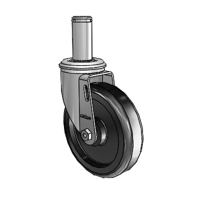 2 Series Grip Ring Stem Zinc Swivel Caster Caster with 5 x 1.25 Black Polyolefin Wheel