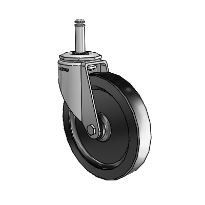 7/8" Wide Casters: Series 1 | Colson Grip Ring Stem up to 145 lbs Zinc Swivel Caster with 5 x 0.8750 Black Polyolefin Wheel