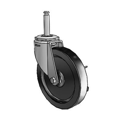 7/8" Wide Casters: Series 1 | Colson Grip Ring Stem up to 145 lbs Zinc Swivel Caster with 5 x 0.8750 Black Polyolefin Wheel and Side Lock Brake