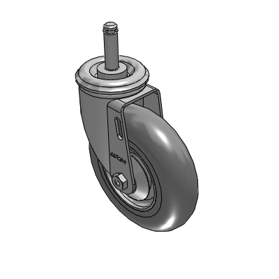 2 Series Casters Grip Ring Stem Caster with 5 x 1.3125 Performa Rubber (Round) Wheel