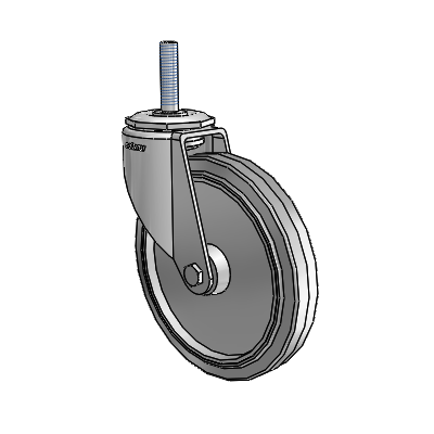 7/8" Wide Casters: Series 1 | Colson Threaded Stem up to 145 lbs Zinc Swivel Caster with 5 x 0.8750 Grey on Grey Performa Rubber (Flat/Grey) Wheel
