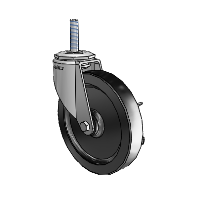 7/8" Wide Casters: Series 1 | Colson Threaded Stem up to 145 lbs Zinc Swivel Caster with 5 x 0.8750 Black Polyolefin Wheel and Side Lock Brake