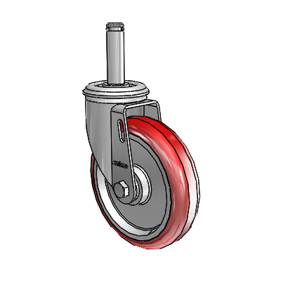 2 Series Grip Ring Stem Zinc Swivel Caster Caster with 5 x 1.25 Maroon on Grey Polyurethane HI-TECH Wheel
