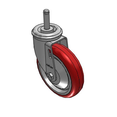 2 Series Casters Grip Ring Stem Caster with 5 x 1.25 Polyurethane HI-TECH Wheel
