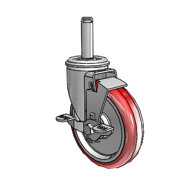 2 Series Grip Ring Stem Zinc Swivel Caster Caster with 5 x 1.25 Maroon on Grey Polyurethane HI-TECH Wheel and Top Lock Brake