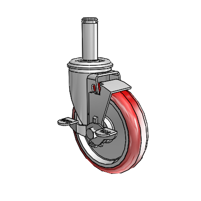 2 Series Grip Ring Stem Zinc Swivel Caster Caster with 5 x 1.25 Maroon on Grey Polyurethane HI-TECH Wheel and Top Lock Brake