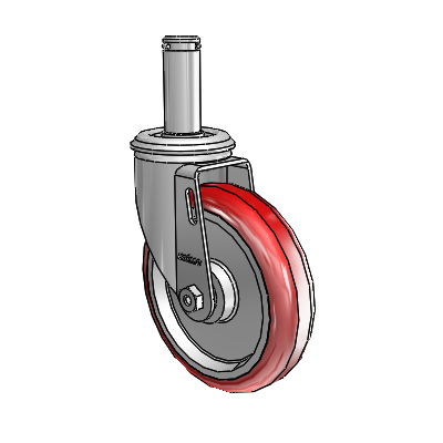 2 Series Grip Ring Stem Zinc Swivel Caster Caster with 5 x 1.25 Maroon on Grey Polyurethane HI-TECH Wheel