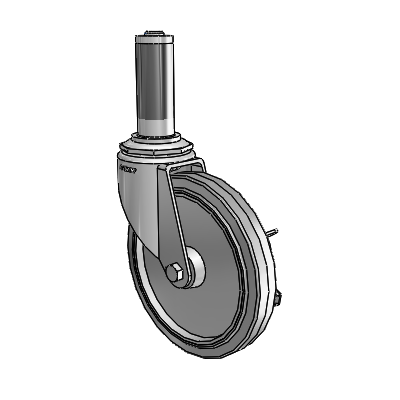 7/8" Wide Casters: Series 1 | Colson Expanding Adapter Stem Zinc Swivel Caster with 5 x 0.8750 Grey on Grey Performa Rubber (Flat/Grey) Wheel Side Lock (BRK3)