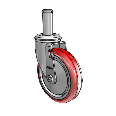2 Series Grip Ring Stem Zinc Swivel Caster Caster with 5 x 1.25 Maroon on Grey Polyurethane HI-TECH Wheel