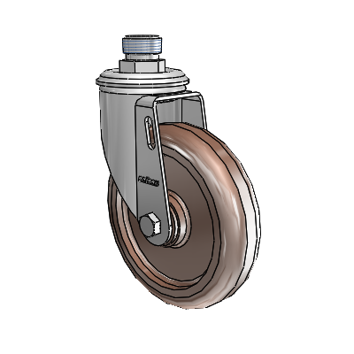 2 Series Pipe Thread Stem Zinc Swivel Caster Caster with 5 x 1.25 Brown Thermo Wheel