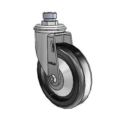 2 Series Pipe Thread Stem Zinc Swivel Caster Caster with 5 x 1.25 Black Polyolefin Wheel
