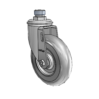 2 Series Pipe Thread Stem Zinc Swivel Caster Caster with 5 x 1.3125 Grey on Grey Performa Rubber (Round) Wheel