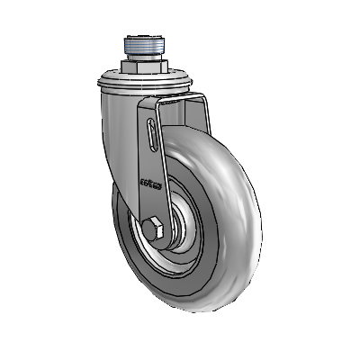 2 Series Pipe Thread Stem Zinc Swivel Caster Caster with 5 x 1.3125 Grey on Grey Performa Rubber (Round) Wheel