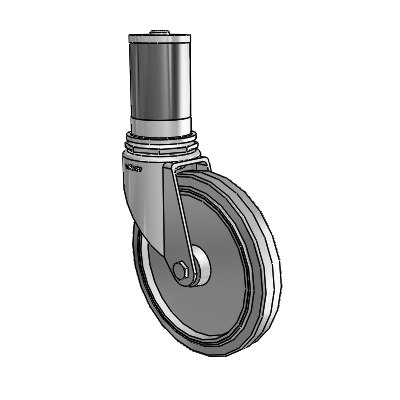 7/8" Wide Casters: Series 1 | Colson Expanding Adapter Stem Zinc Swivel Caster with 5 x 0.8750 Grey on Grey Performa Rubber (Flat/Grey) Wheel