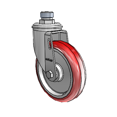 2 Series Pipe Thread Stem Zinc Swivel Caster Caster with 5 x 1.25 Maroon on Grey Polyurethane HI-TECH Wheel
