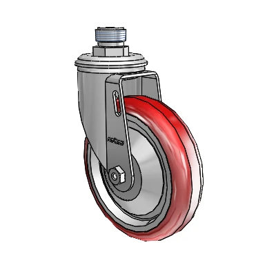2 Series Pipe Thread Stem Zinc Swivel Caster Caster with 5 x 1.25 Maroon on Grey Polyurethane HI-TECH Wheel