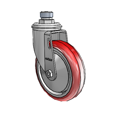 2 Series Pipe Thread Stem Zinc Swivel Caster Caster with 5 x 1.25 Maroon on Grey Polyurethane HI-TECH Wheel