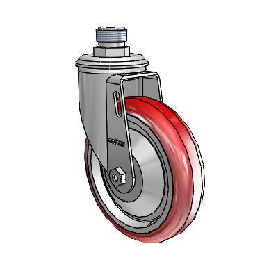 2 Series Pipe Thread Stem Zinc Swivel Caster Caster with 5 x 1.25 Maroon on Grey Polyurethane HI-TECH Wheel
