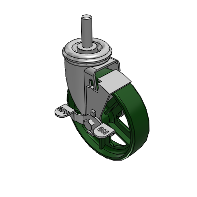2 Series Casters Threaded Stem Caster with 5 x 1.25 Cast Iron Wheel and Top Lock Brake
