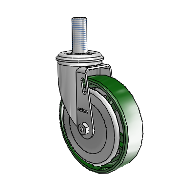 2 Series Threaded Stem Zinc Swivel Caster Caster with 5 x 1.25 Green Cast Iron Wheel
